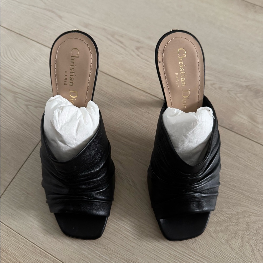 Christian Dior Black D Fame Mule  Heels Sandals. Size 37